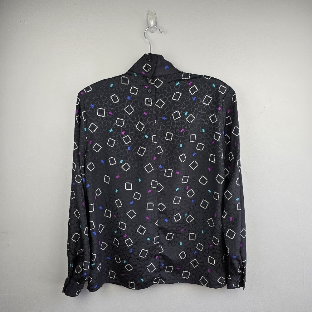 PENDLETON Vintage Long Sleeve Silky Blouse Black Multi-colored Women’s Size 6 - Picture 5 of 8
